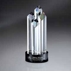 Optic Crystal Diamond Spires on Black Glass Base (Includes Silver Color-Fill on Base)