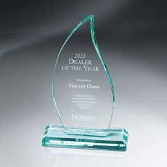 Premium Jade Glass Flame on Base - Medium