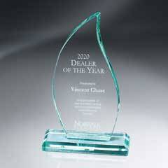 Premium Jade Glass Flame on Base - Large