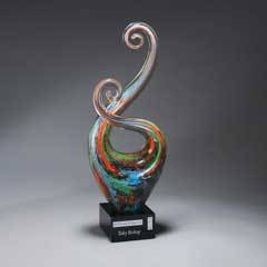 Multi-Color Art Glass Swirl with Black Laser Plate