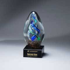 Double Helix Art Glass Egg on Base